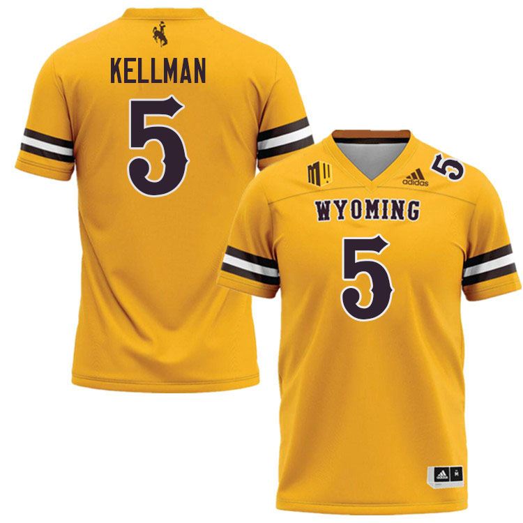 #5 Terron Kellman Wyoming Cowboys Jersey College Football Uniforms,Gears,Jerseys-Gold